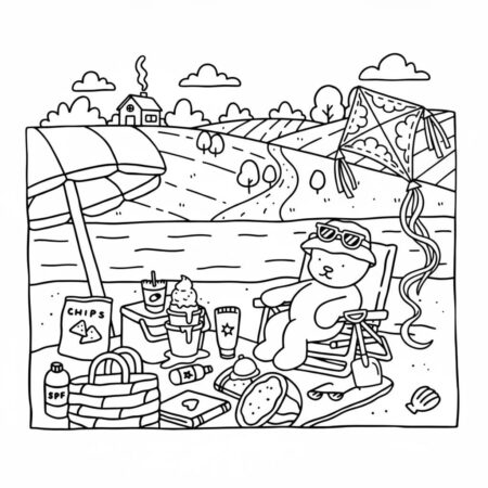 Desenho dos Bobbie Goods na praia para colorir (Desenho para Colorir)
