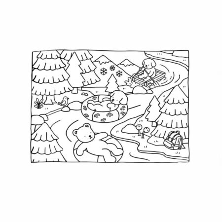 Desenho dos Bobbie Goods se divertindo no rio para colorir (Desenho para Colorir)