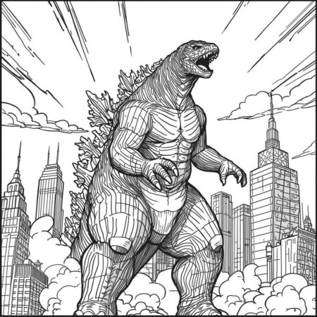 Deuszilla em Acao (Desenho para Colorir)
