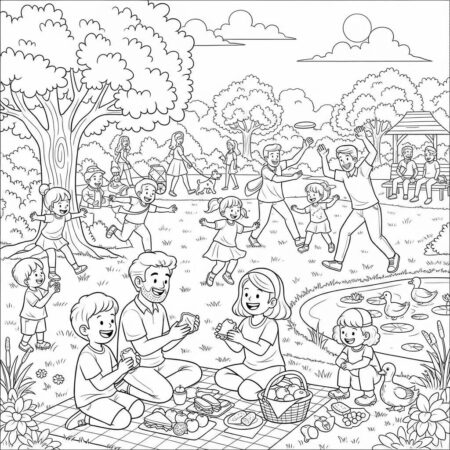 Dia de Verao no Parque (Desenho para Colorir)