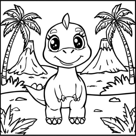 Dinossauro fofo Para Meninos (Desenho para Colorir)