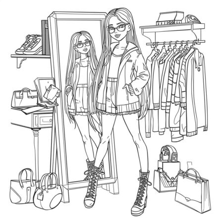 Diva da moda Para Meninas (Desenho para Colorir)