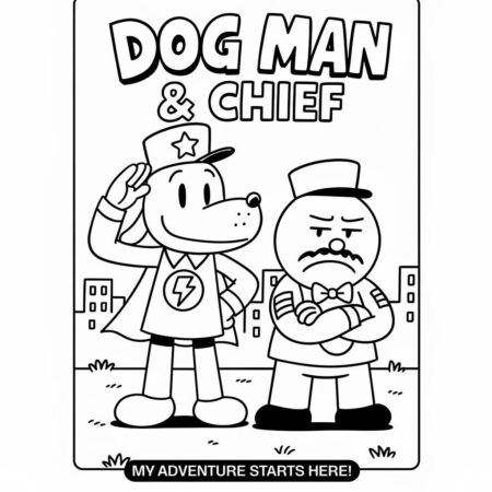 Dog Man e o Chefe em Ação (Desenho para Colorir)