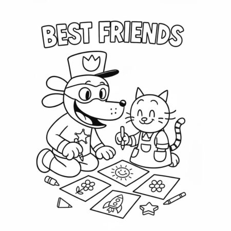 Dog Man e seus amigos (Desenho para Colorir)