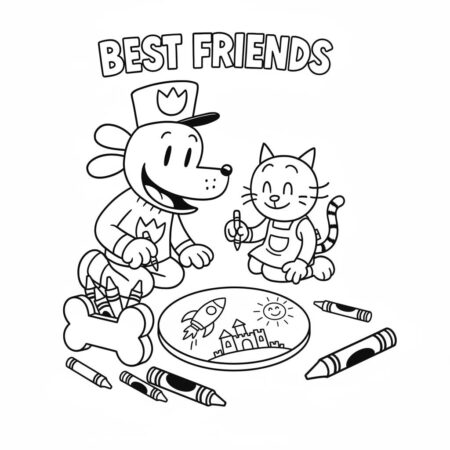 Dog Man e seus amigos divertidos (Desenho para Colorir)