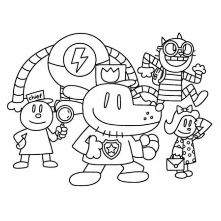 Dog Man e seus amigos divertidos (Desenho para Colorir)