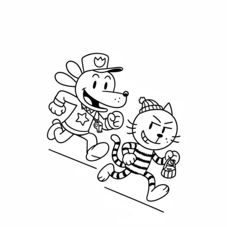 Dog Man e seus amigos divertidos (Desenho para Colorir)