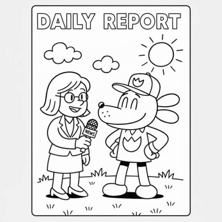 Dog Man fazendo reportagem (Desenho para Colorir)