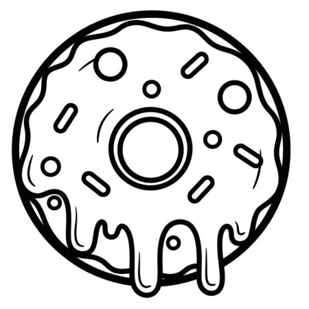 Donut Decorado Divertido (Desenho para Colorir)