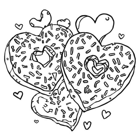 Donuts e Coracoes (Desenho para Colorir)