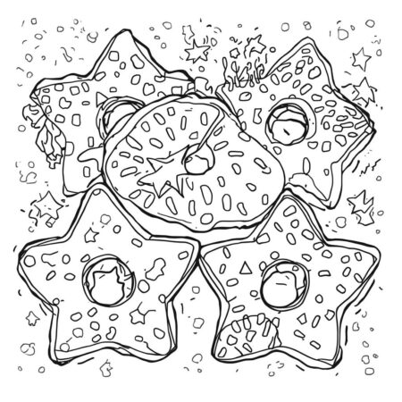 Donuts e Estrelas (Desenho para Colorir)