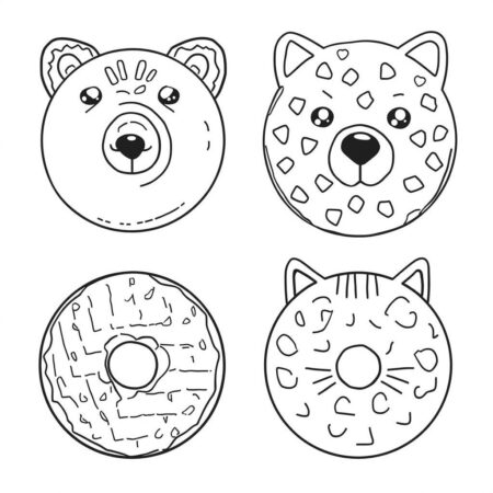 Donuts em Forma de Animais (Desenho para Colorir)
