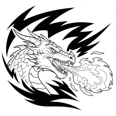 Dragao de Fogo (Desenho para Colorir)