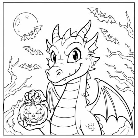 Dragao de Halloween (Desenho para Colorir)