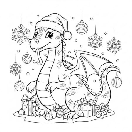 Dragao de Natal (Desenho para Colorir)