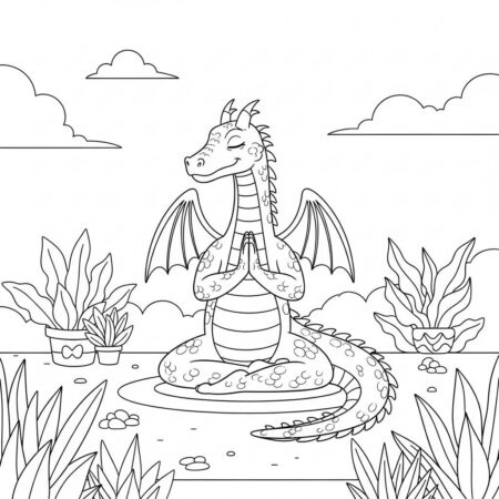 Dragao de Yoga (Desenho para Colorir)