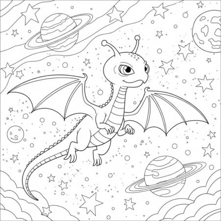 Dragao do Espaco (Desenho para Colorir)