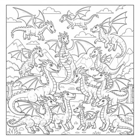 Dragao e Amigos (Desenho para Colorir)