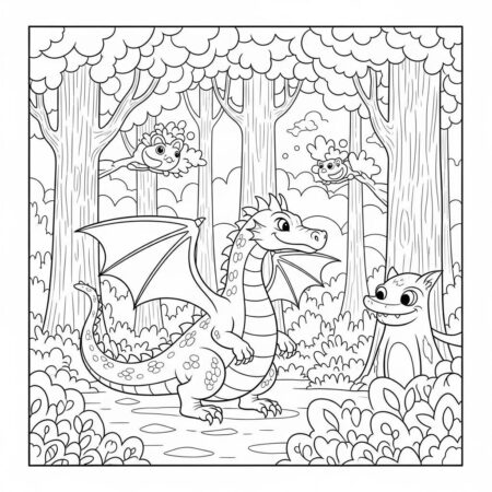 Dragao e Aventura (Desenho para Colorir)