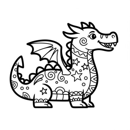 Dragao e Cores (Desenho para Colorir)
