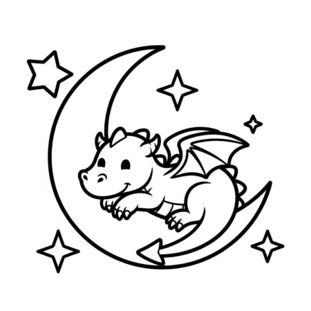 Dragao e Estrelas (Desenho para Colorir)
