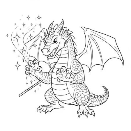 Dragao e Magia (Desenho para Colorir)