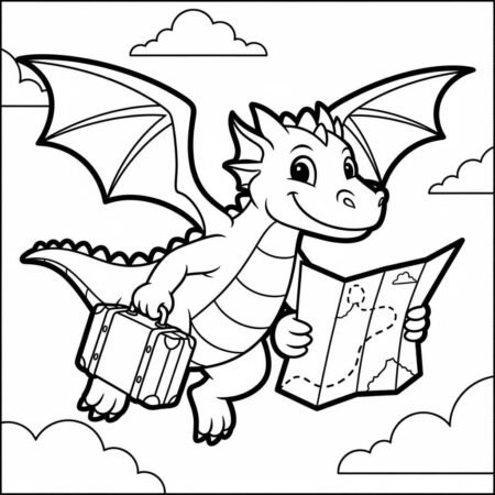 Dragao e Viagem (Desenho para Colorir)