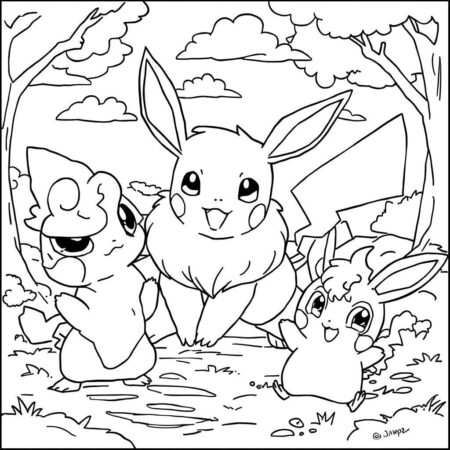 Eevee e Amigos (Desenho para Colorir)