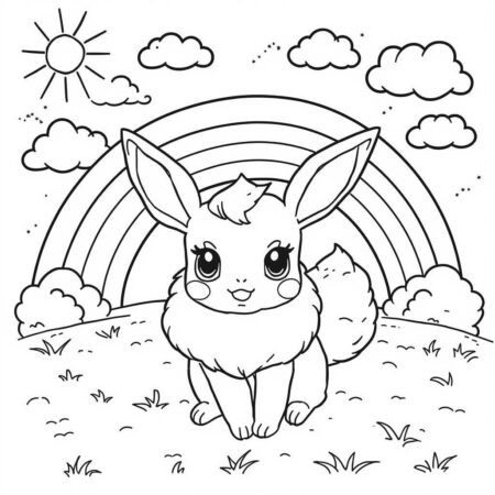 Eevee e Arco iris (Desenho para Colorir)