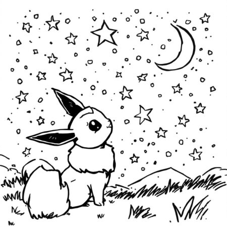 Eevee e Estrelas (Desenho para Colorir)