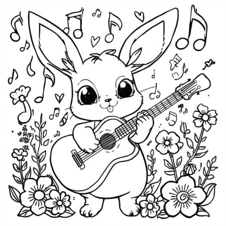 Eevee e Musica (Desenho para Colorir)