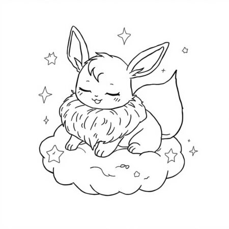 Eevee e Nuvens (Desenho para Colorir)