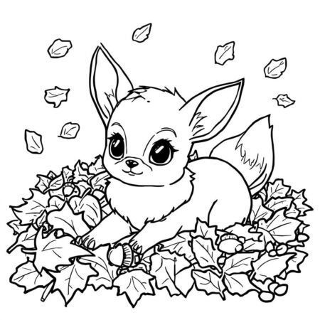 Eevee e Outono (Desenho para Colorir)