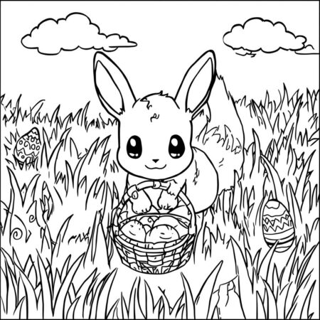 Eevee e Pascoa (Desenho para Colorir)