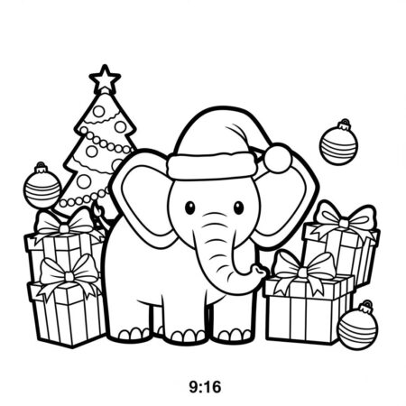 Elefante de Natal (Desenho para Colorir)