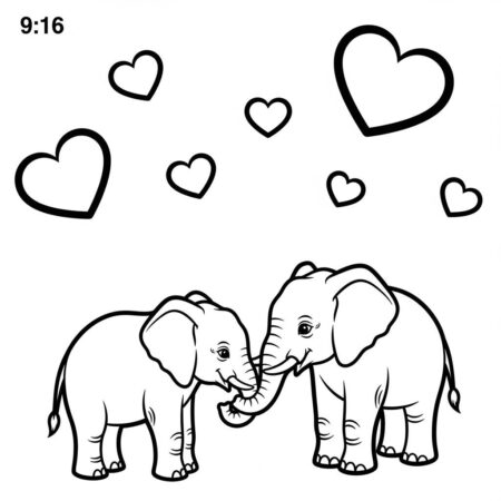 Elefante e Filhote (Desenho para Colorir)