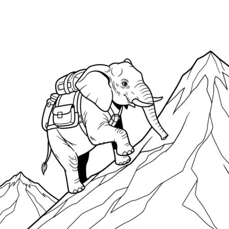 Elefante em Aventura (Desenho para Colorir)