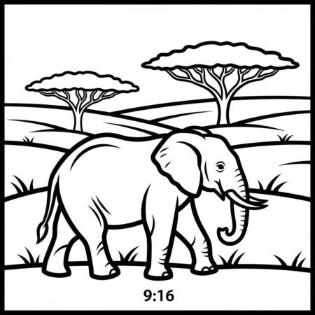 Elefante no Safari (Desenho para Colorir)