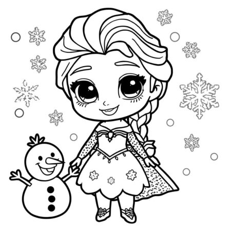 Elsa Princesa Kawaii (Desenho para Colorir)