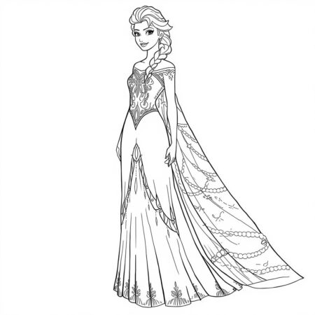 Elsa com Cabelo Longo (Desenho para Colorir)