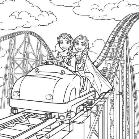 Elsa e Anna Diversao (Desenho para Colorir)