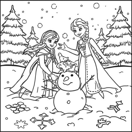 Elsa e Anna Inverno (Desenho para Colorir)