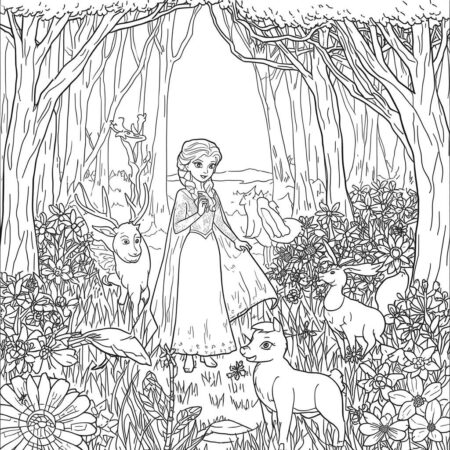 Elsa e Anna Natureza (Desenho para Colorir)