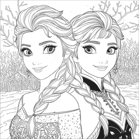 Elsa e Anna Realista (Desenho para Colorir)