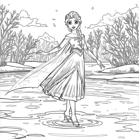 Elsa e Gelo (Desenho para Colorir)