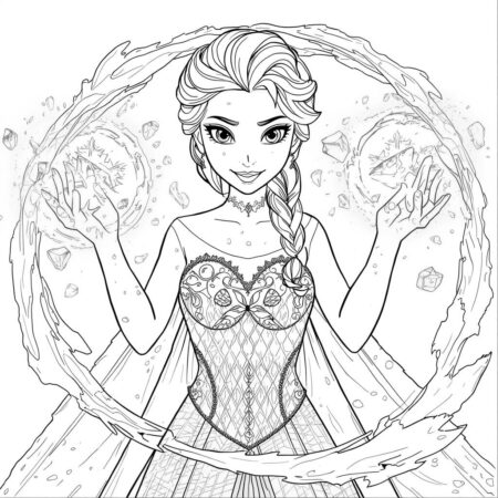Elsa e a Magia do Gelo (Desenho para Colorir)