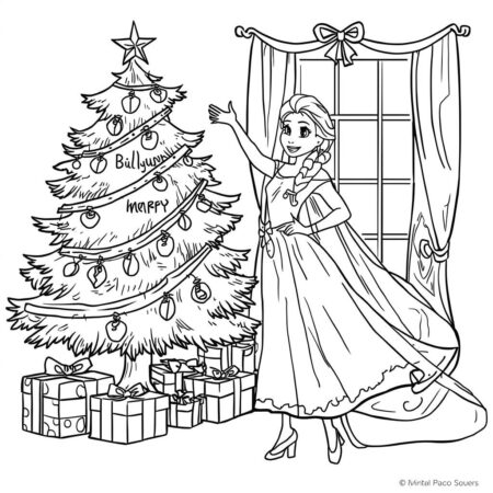 Elsa e o Natal (Desenho para Colorir)