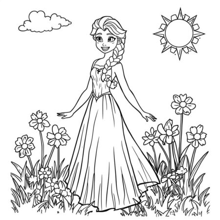 Elsa e o Sol (Desenho para Colorir)