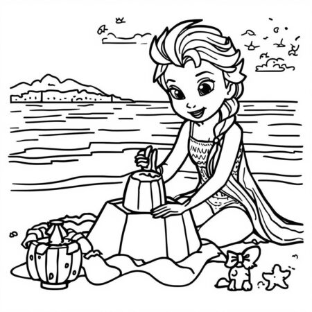 Elsa e o Verao (Desenho para Colorir)
