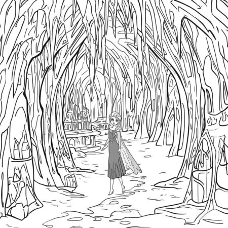 Elsa em Mundo de Gelo (Desenho para Colorir)